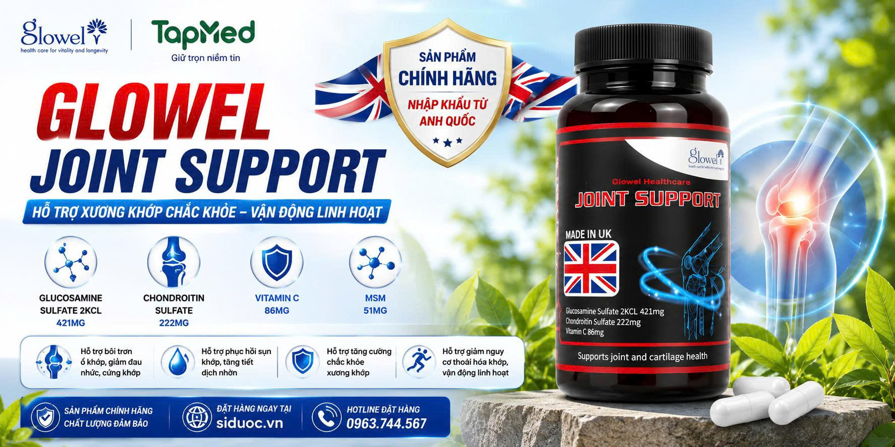 🔥 GLOWEL JOINT SUPPORT – HỖ TRỢ XƯƠNG KHỚP, VẬN ĐỘNG LINH HOẠT 🔥