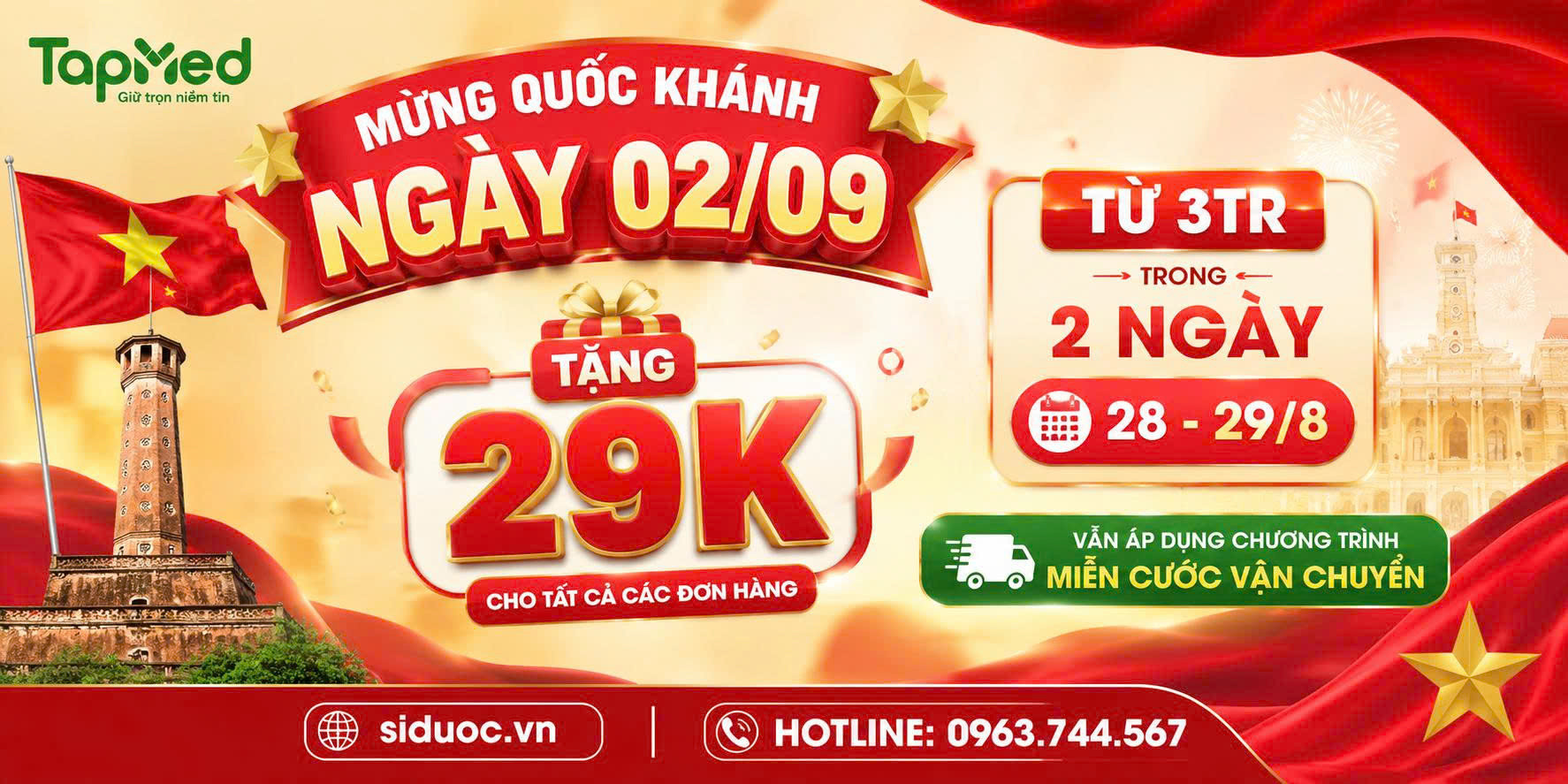 MỪNG QUỐC KHÁNH 02/09 – ƯU ĐÃI ĐẶC BIỆT TỪ TAPMED!