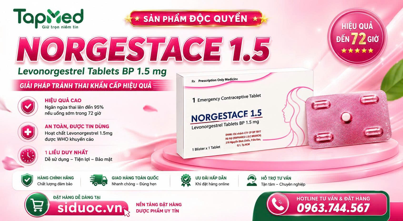 🌟 GIỚI THIỆU SẢN PHẨM ĐỘC QUYỀN TẠI TAPMED 🌟  💗 NORGESTACE 1.5